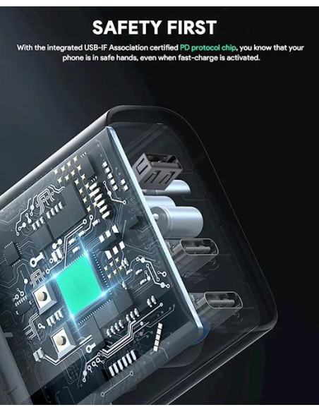 Alimentator retea Aukey, PA-B7O BK, 140W, fast charge, 2 x USB-C, 1 x USB-A, negru, "EU001-LLTSEUN1041556" - 689323785780