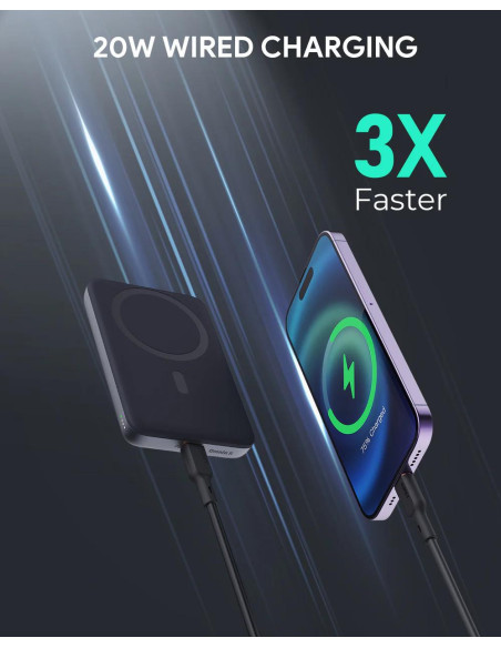 POWER BANK Aukey "PB-MS01" 6700 mAh, 20W magnetic, wireless, 1 x USB-C, 172g, negru, "US002-LLTSN1043192" - 689323786091