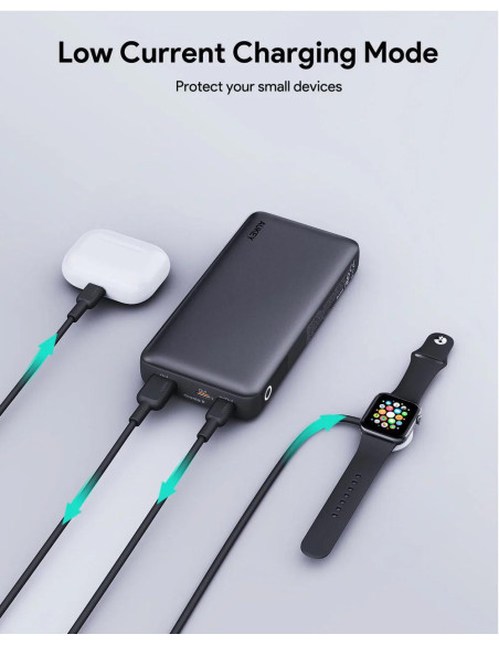 POWER BANK Aukey "PB-Y42" 20.000 mAh, 30W incarcare rapida 3-in-1, 2 x USB-C, 1 x USB-A, 378g, negru, "LLTSN1047247" - 689323786