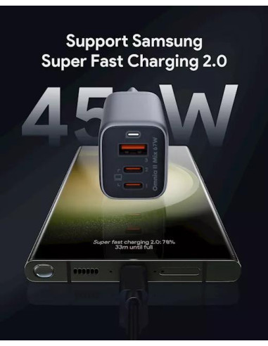 Alimentator retea Aukey, PA-B6U GR, 67W, fast...