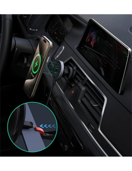 Alimentator Smartphone auto Aukey, HD-MC13, 15W, fast charge, suport prindere ventilatie, magnetic, alimentare prin UCB-C, 1 x U