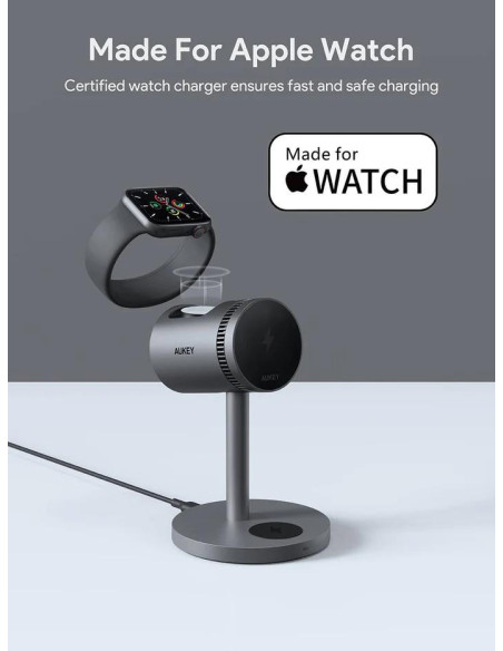 Statie de incarcare wireless Aukey, LC-MC311, 15W, fast charge, 1 x USB-C, negru, "LLTSEUN1049280" - 689323787418
