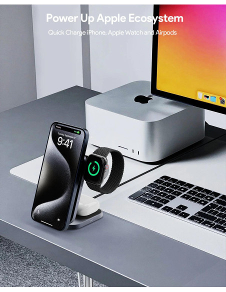 Statie de incarcare wireless Aukey, LC-MC312 (EU), 15W, fast charge, 1 x USB-C, negru, "LLTSEUN1049283" - 689323787432