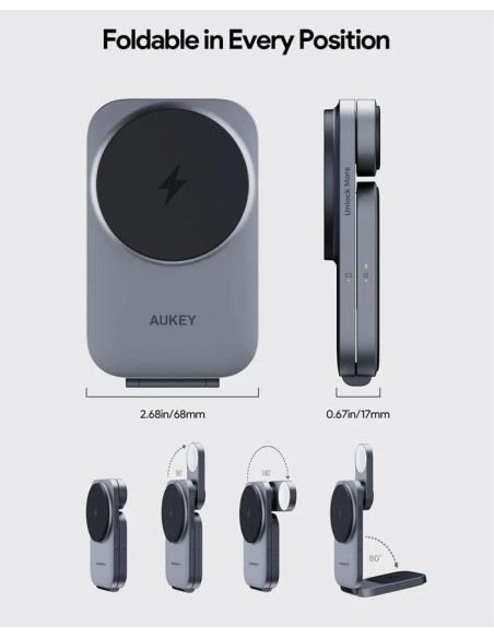 Statie de incarcare wireless Aukey, LC-MC312 (EU), 15W, fast charge, 1 x USB-C, negru, "LLTSEUN1049283" - 689323787432