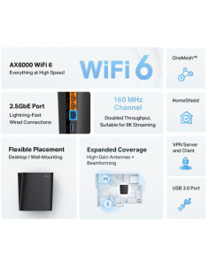 TP-LINK WIFI 6 Router Gigabit, ARCHER AX80, Dual-Band 2