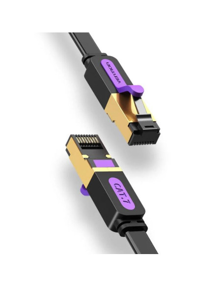 Patch Cord STP Vention, Cat. 7, 0.5m, flat cable, conductor cupru, viteza max transfer 10 Gbps, invelis PVC, negru, "ICABD" - 69