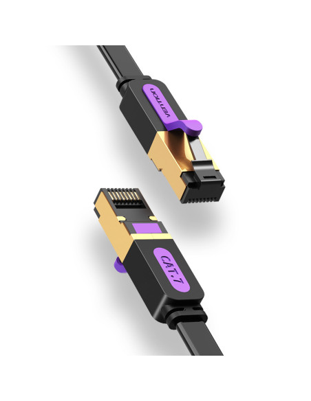 Patch cord SFTP Vention, Cat. 7, RJ-45 (T) la RJ-45 (T), 10m, AWG 28, 10Gbps, ecranat, conectori auriti, negru, "ICABL" - 692279
