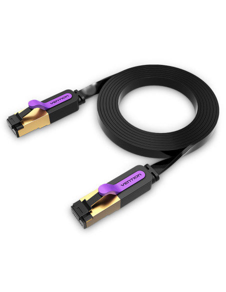 Patch cord SFTP Vention, Cat. 7, RJ-45 (T) la RJ-45 (T), 10m, AWG 28, 10Gbps, ecranat, conectori auriti, negru, "ICABL" - 692279