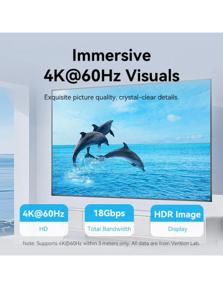 Cablu video Vention, HDMI (T) la HDMI (T), 0.75m, rezolutie 4K la 60Hz, conectori auriti, negru-albastru, "AACBE" - 692279473263