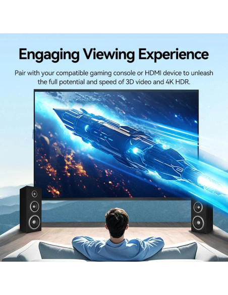 Cablu video Vention, HDMI (T) la HDMI (T), 0.75m, rezolutie 4K la 60Hz, conectori auriti, negru-albastru, "AACBE" - 692279473263