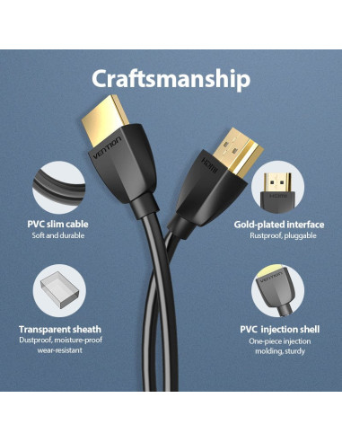 Cablu video Vention, HDMI(T) la HDMI (T), 1m,...