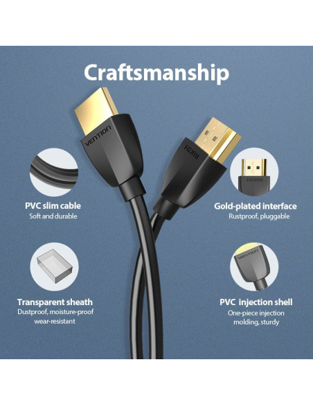 Cablu video Vention, HDMI(T) la HDMI (T), 3m, rezolutie 4K la 60Hz, negru, "AAIBI" - 6922794741591
