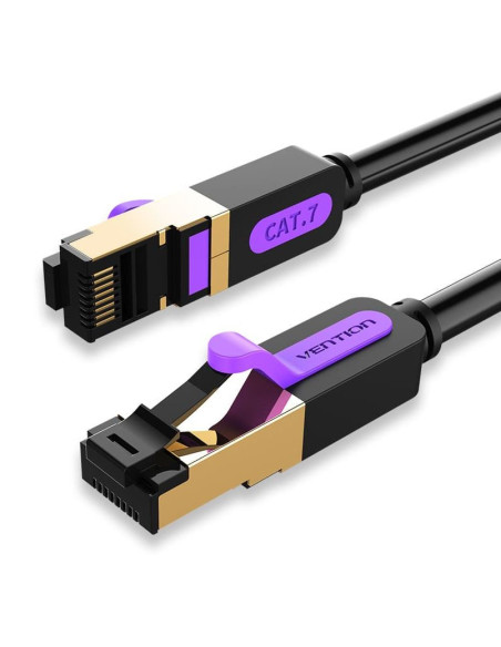 Patch cord SFTP Vention, Cat. 7, RJ-45 (T) la RJ-45 (T), 5m, AWG 28, 10Gbps, ecranat, conectori auriti, negru, "ICDBJ" - 6922794