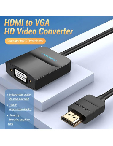 Convertor video Vention,HDMI(T) la VGA (M)...