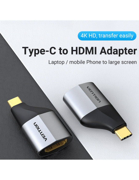 Adaptor video Vention, USB-C (T) la HDMI (M), OTG, rezolutie 4K la 60Hz, gri, "TCAH0" - 6922794742529