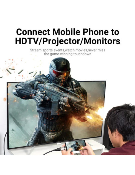 Adaptor video Vention, USB-C (T) la HDMI (M), OTG, rezolutie 4K la 60Hz, gri, "TCAH0" - 6922794742529
