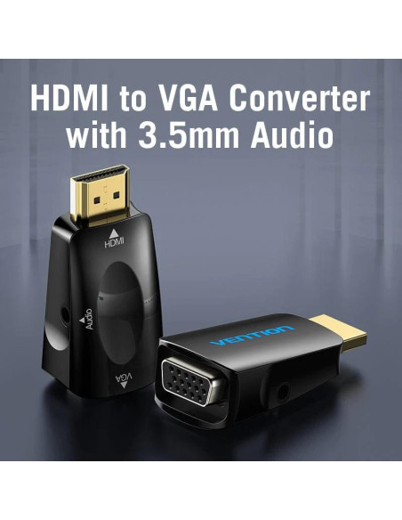 Convertor video Vention, HDMI(T) la VGA (M) si Jack 3.5mm (M), rezolutie maxima 1080p la 60 Hz, conectori auriti, invelis ABS, n