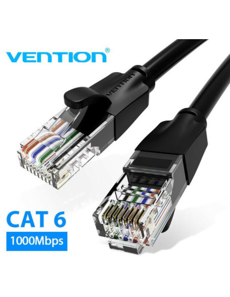 Patch Cord UTP Vention, 8m, Cat 6, RJ-45 (T) la RJ-45 (T), 26 AWG, negru, "IBEBK" - 6922794745049