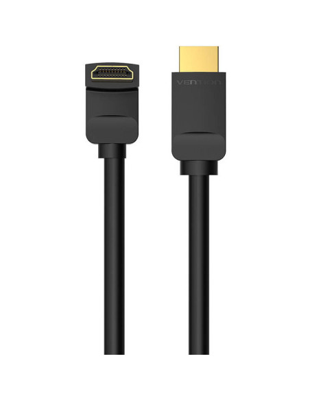Cablu video Vention, HDMI(T) la HDMI(T), 2m, rezolutie maxima 4K la 60Hz, conectori auriti, cupru, unghi 270 grade, negru, "AAQB