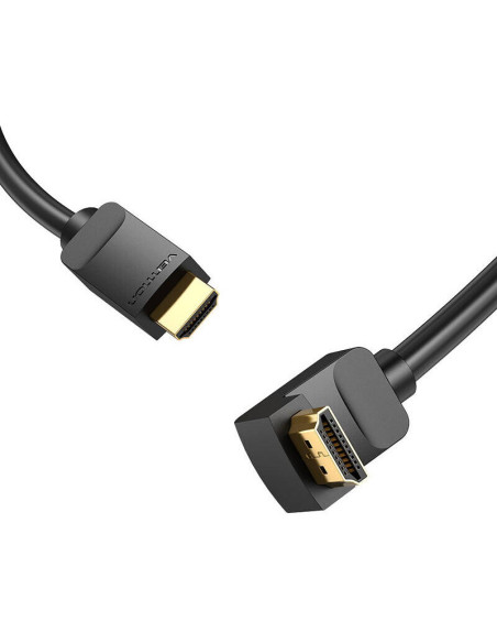 Cablu video Vention, HDMI(T) la HDMI(T), 2m, rezolutie maxima 4K la 60Hz, conectori auriti, cupru, unghi 270 grade, negru, "AAQB
