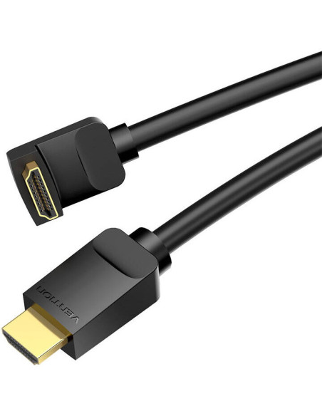 Cablu video Vention, HDMI(T) la HDMI(T), 2m, rezolutie maxima 4K la 60Hz, conectori auriti, cupru, unghi 270 grade, negru, "AAQB