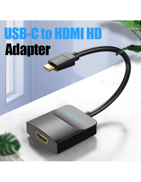 Adaptor video Vention, USB Type-C(T) la HDMI(M), 0.15m, rezolutie maxima 4K la 30Hz, conectori auriti, invelis PVC si ABS, negru