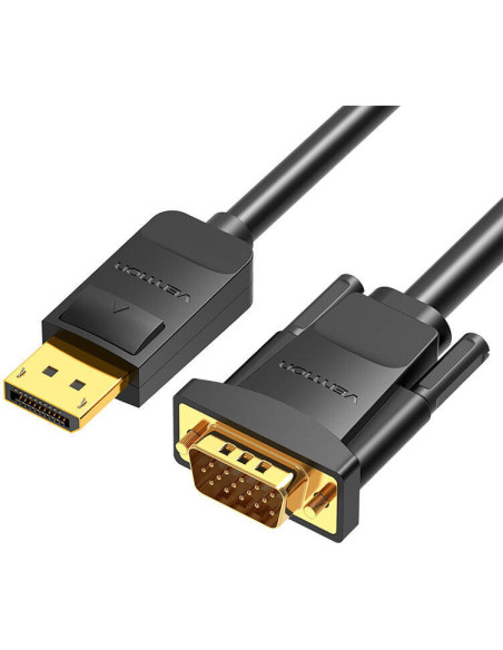 Cablu video Vention, DisplayPort(T) la VGA(T), 1.5m, rezolutie maxima 1080p la 60 Hz, conectori auriti, cupru, invelis PVC, negr