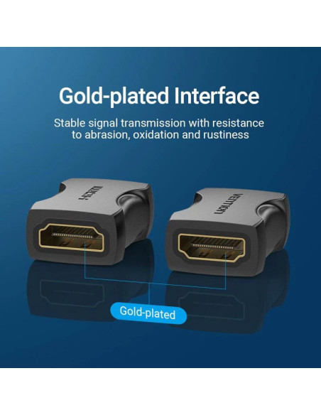 Adaptor video Vention, cupla HDMI (M) la HDMI (M), rezolutie 4K la 60Hz, bidirectional, conectori auriti, negru, "AIRB0-2" - 692