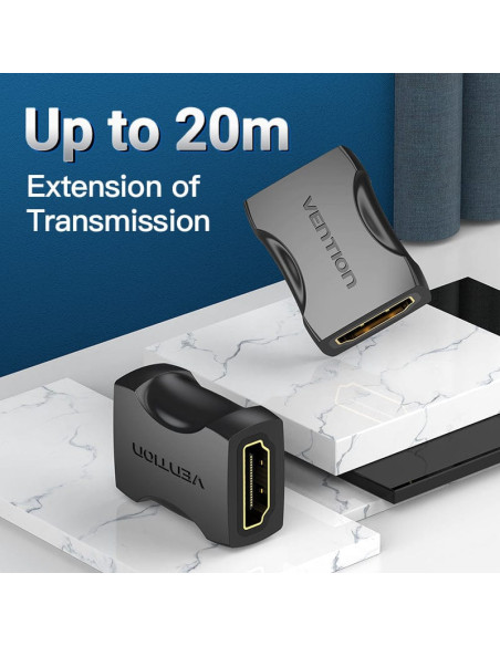 Adaptor video Vention, cupla HDMI (M) la HDMI (M), rezolutie 4K la 60Hz, bidirectional, conectori auriti, negru, "AIRB0-2" - 692