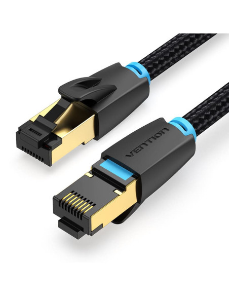 Patch cord SFTP Vention, Cat. 8, RJ-45 (T) la RJ-45 (T), 1m, AWG 30, 40Gbps, ecranat, conectori auriti, negru, "IKGBF" - 6922794