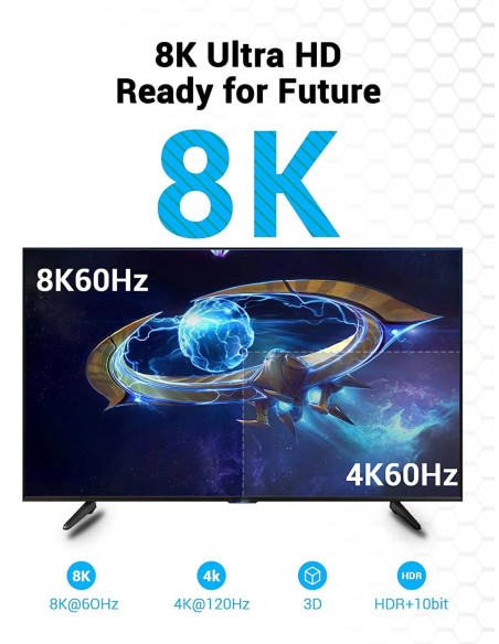 Cablu video Vention, HDMI (T) la HDMI (T), 5m, rezolutie 8K la 60Hz, conectori auriti, negru "AANBJ" - 6922794755147