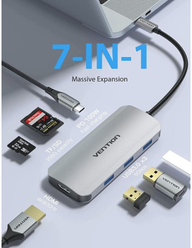 Docking Station Vention,HDMI(M), 3xUSB 3.2...