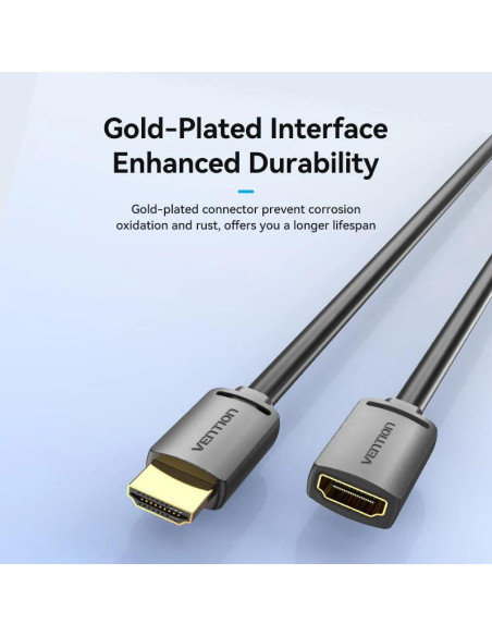 Cablu video prelungitor Vention, HDMI(M) la HDMI(T), 0.5m, rezolutie 4K la 60Hz, negru, "AHCBD" - 6922794766846