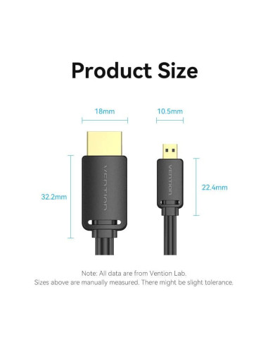 Cablu video Vention, microHDMI(T) la HDMI(T),...