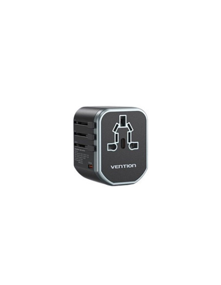 Adaptor universal de calatorie retea Vention, 20W, PD 20W, QC 18W, negru, "FJCB0" - 6922794775930