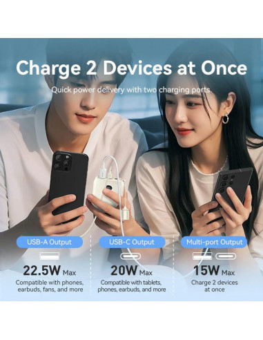 Power Bank Vention 10000mAh Power Bank (USB-C +...