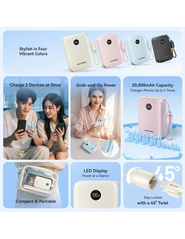 Power Bank Vention 20000mAh Power Bank (USB-C +...