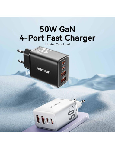 Alimentator retea Vention, 50W, 2 x USB-C...