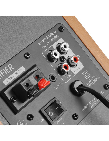 BOXE EDIFIER 2.0, RMS: 42W (2 x 21W), telecomanda wireless, volum, bass, treble, sub-out, brown, "R1280TS-BR"