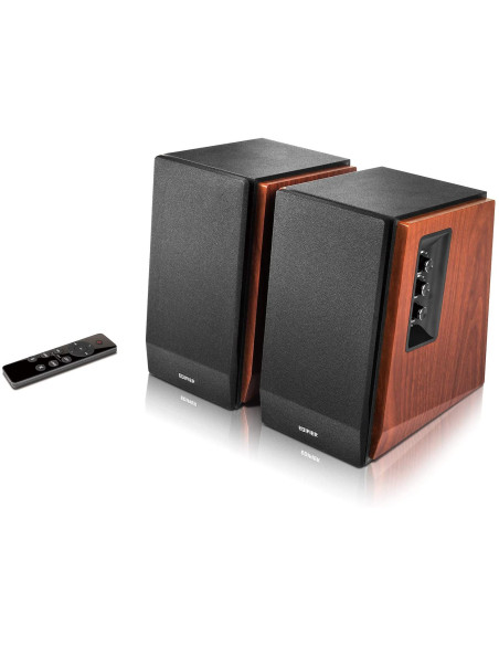BOXE EDIFIER 2.0, RMS: 66W (2 x 15W, 2 x 18W), bluetooth, telecomanda wireless, volum, bass, treble, dual RCA, sub-out, brown, "