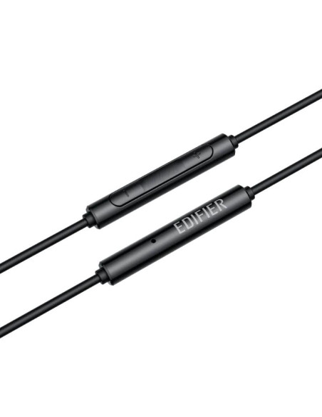 CASTI Edifier, cu fir, intraauriculare - butoni, pt smartphone, microfon pe fir, conectare prin USB-C, buton in-line, negru, "P2