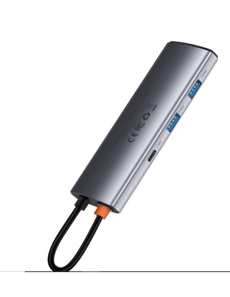 DOCKING Station Baseus Metal Gleam,conectare PC USB-C,USB 3.0x2,USB-Cx1,SDx1, MicroSDx1, USB-Cx1 PD 100W 5V/9V/14.5V/20V 5A(Max.