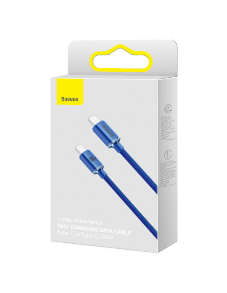 CABLU alimentare si date Baseus Crystal Shine, Fast Charging Data Cable pt. smartphone, USB Type-C la USB Type-C 100W, 1.2m, alb