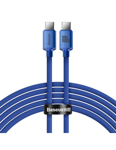 CABLU alimentare si date Baseus Crystal Shine, Fast Charging Data Cable pt. smartphone, USB Type-C la USB Type-C 100W, 2m, albas