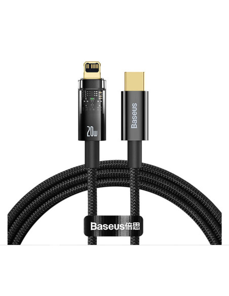 CABLU alimentare si date Baseus Explorer, Fast Charging Data Cable pt. smartphone, USB Type-C la Lightning 20W, 2m,Auto Power-Of