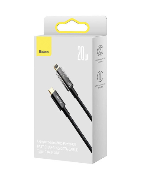 CABLU alimentare si date Baseus Explorer, Fast Charging Data Cable pt. smartphone, USB Type-C la Lightning 20W, 2m,Auto Power-Of