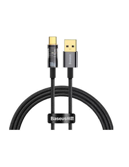 CABLU alimentare si date Baseus Explorer, Fast Charging Data Cable pt. smartphone, USB la USB Type-C 100W, 1m, Auto Power-Off, n