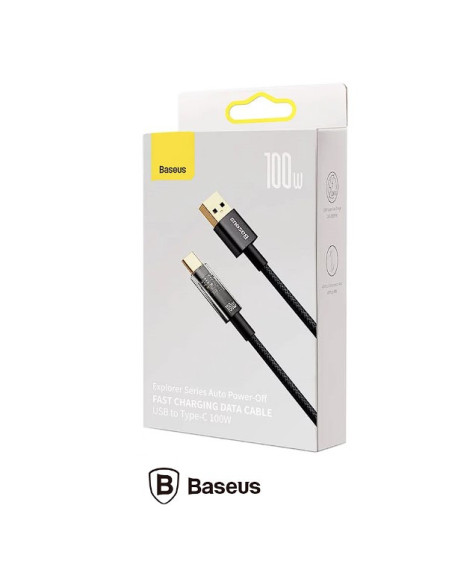 CABLU alimentare si date Baseus Explorer, Fast Charging Data Cable pt. smartphone, USB la USB Type-C 100W, 2m, Auto Power-Off, n