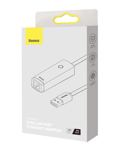 ADAPTOR RETEA Baseus Lite, USB 2.0 to RJ-45...