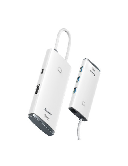 DOCKING Station Baseus Lite, conectare PC USB Type-C, USB 3.0 x 3, USB Type C x 1 PD 20V/5A, HDMI x 1/4K/30Hz, alb "WKQX040002"